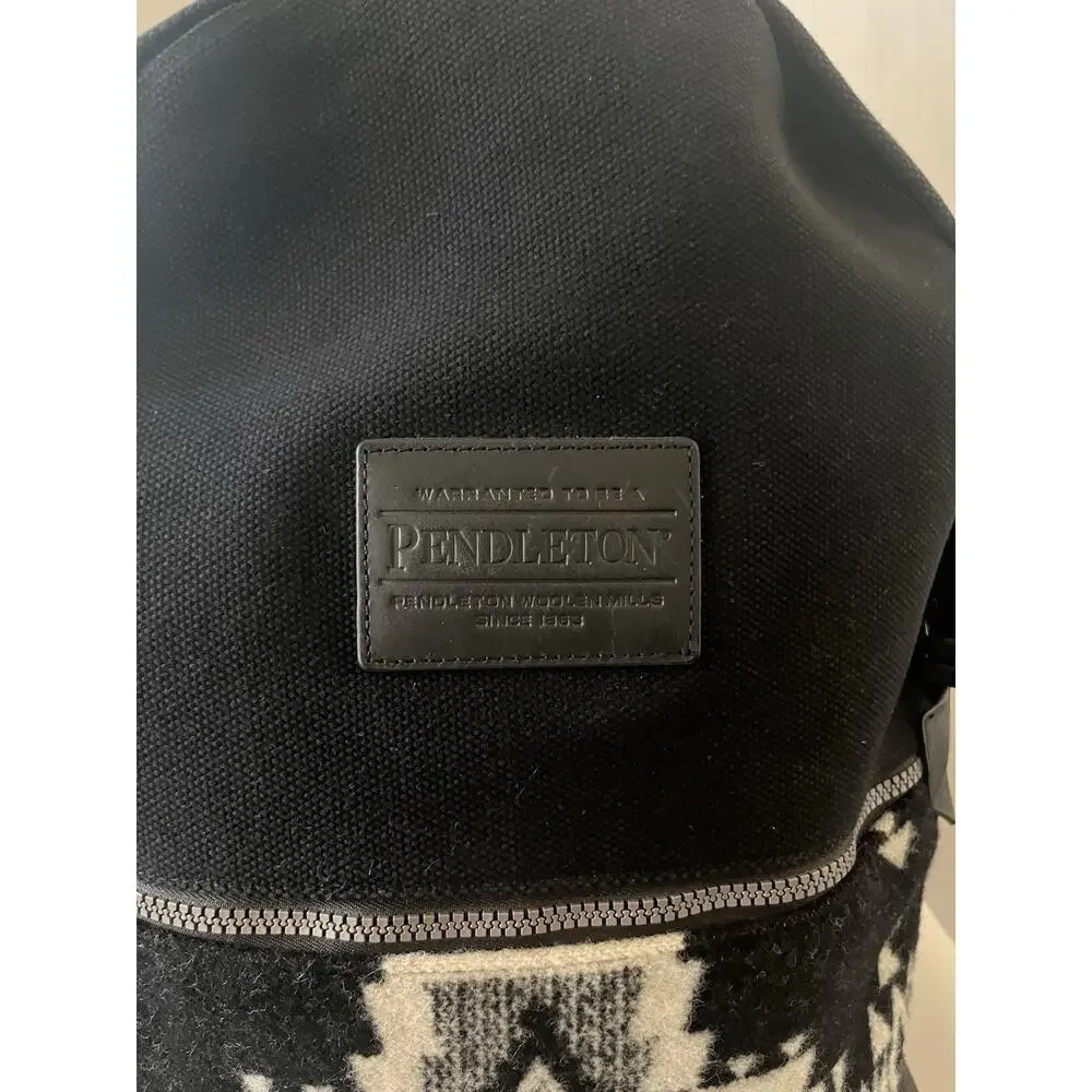 Pendleton Rock Point Backpack Black Canvas Wool Jacquard Daypack Travel Bag